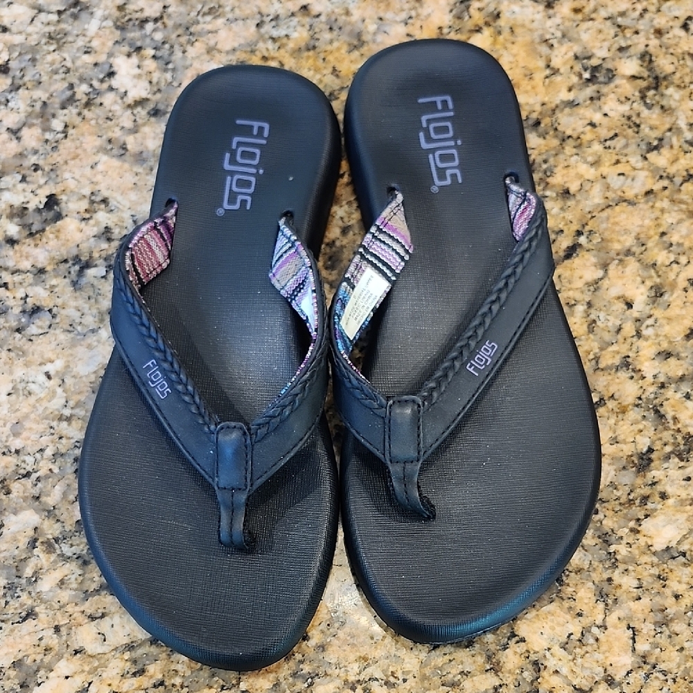 Flojos Black‎ and Pink Flip Flops